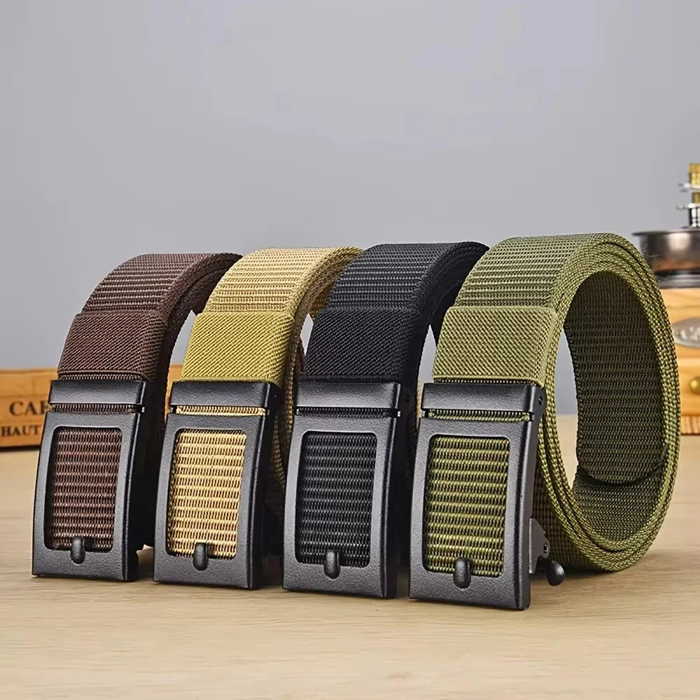 Cinturón deportivo outdoor para trekking, camping y uso diario con hebilla automática