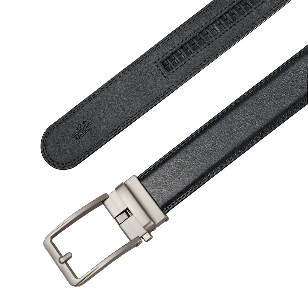 Cinturón de cuero genuino para hombre con hebilla automática de lujo | Cinturón elegante ajustable para jeans, pantalón formal y uso diario