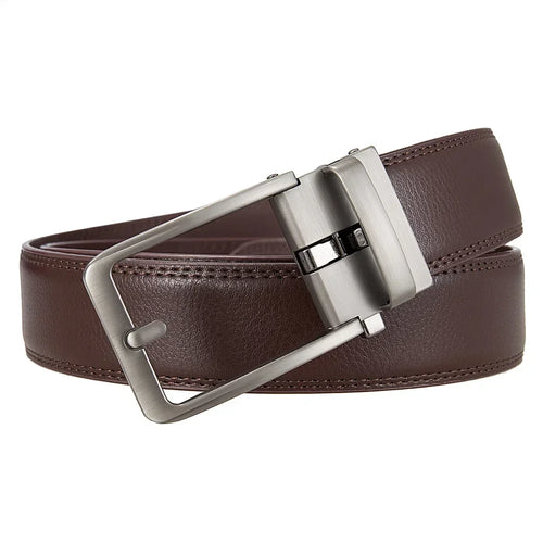 Cinturón de cuero genuino para hombre con hebilla automática de lujo | Cinturón elegante ajustable para jeans, pantalón formal y uso diario
