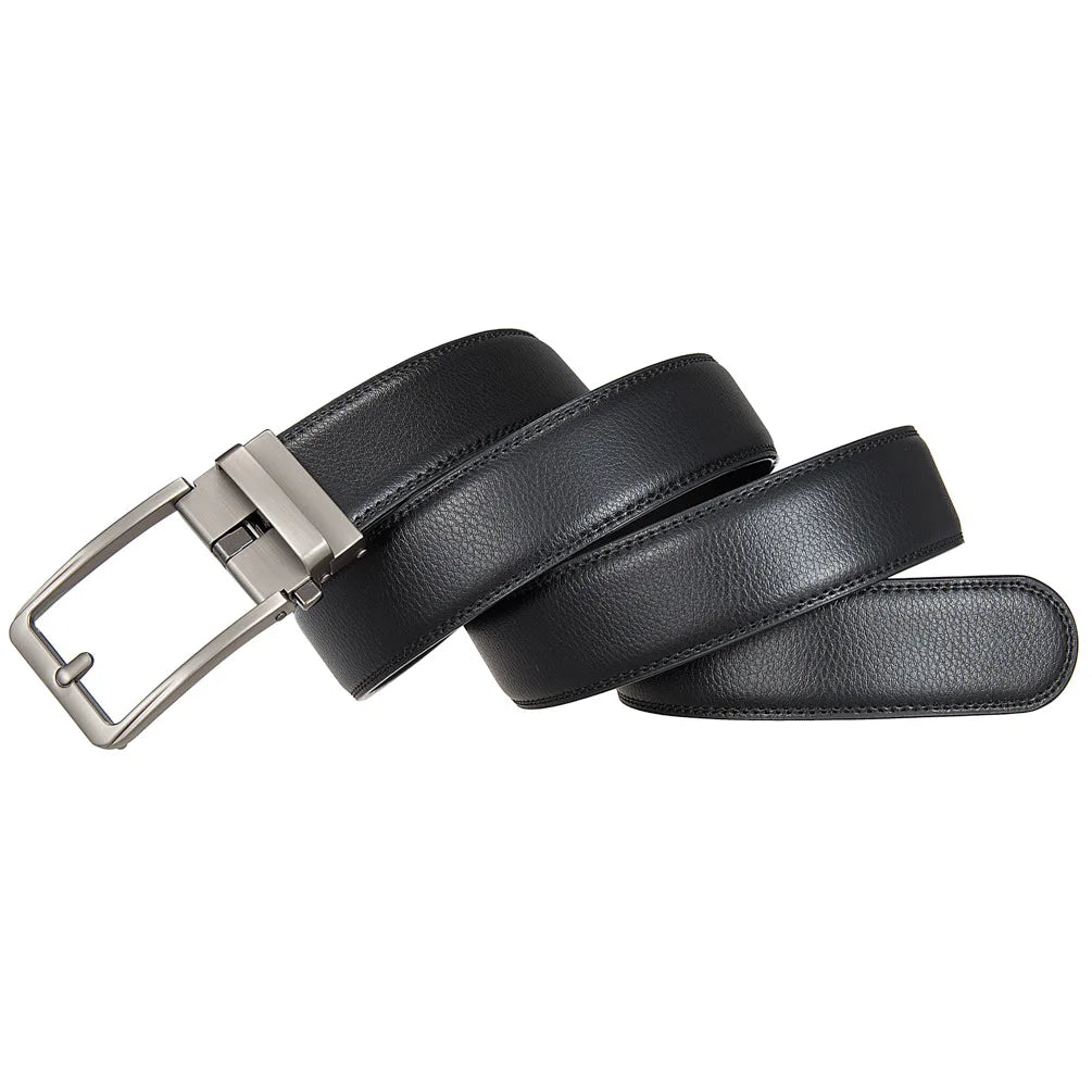 Cinturón de cuero genuino para hombre con hebilla automática de lujo | Cinturón elegante ajustable para jeans, pantalón formal y uso diario