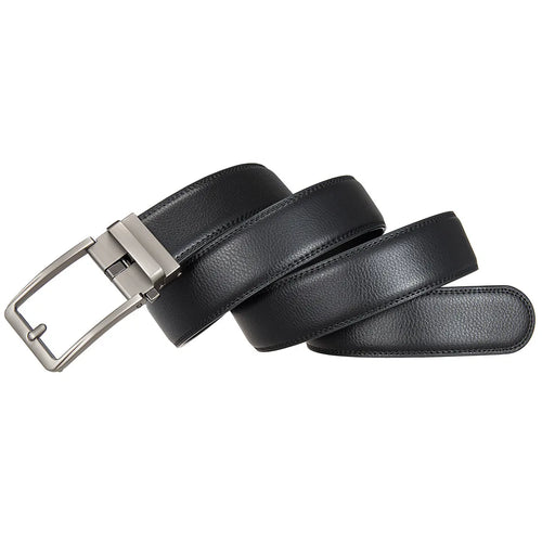 Cinturón de cuero genuino para hombre con hebilla automática de lujo | Cinturón elegante ajustable para jeans, pantalón formal y uso diario