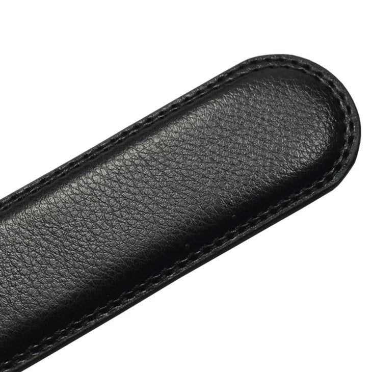 Cinturón de cuero genuino para hombre con hebilla automática de lujo | Cinturón elegante ajustable para jeans, pantalón formal y uso diario