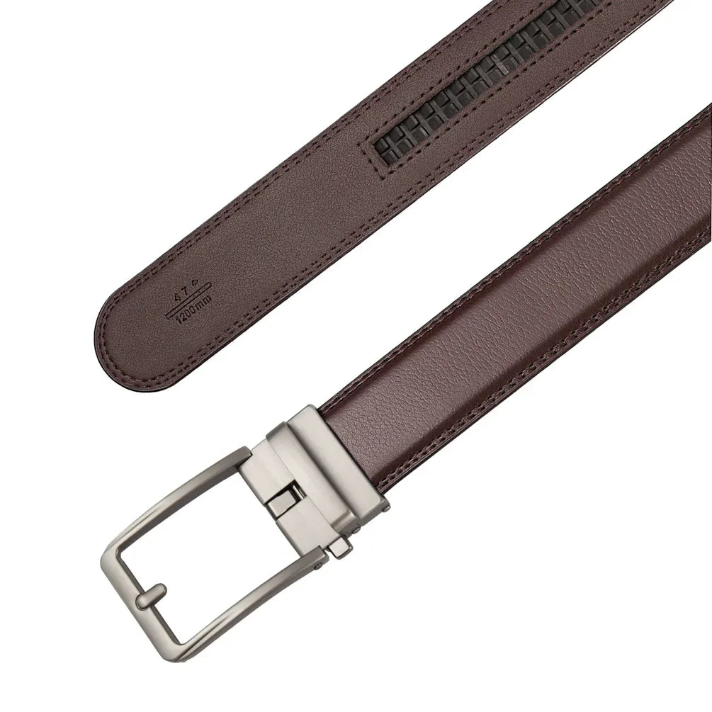 Cinturón de cuero genuino para hombre con hebilla automática de lujo | Cinturón elegante ajustable para jeans, pantalón formal y uso diario